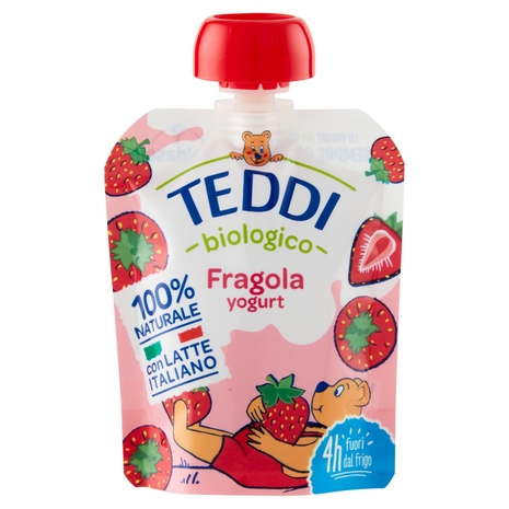 Teddy Pouch Yogurt Fragola BIO, 85 g
